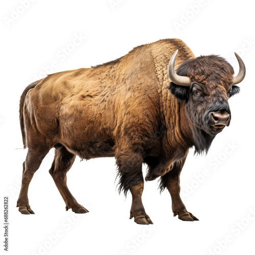Wild and majestic, a buffalo with horns protruding from its back stands tall in the great outdoors, embodying the untamed spirit of the bovine family