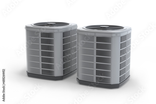Air heat pump set on, isolated on transparency background, 3D illustration	