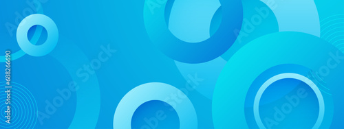 Blue vector gradient abstract banner with shapes elements
