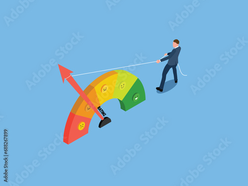 Low Stress level, good mood indicator isometric 3d vector concept
