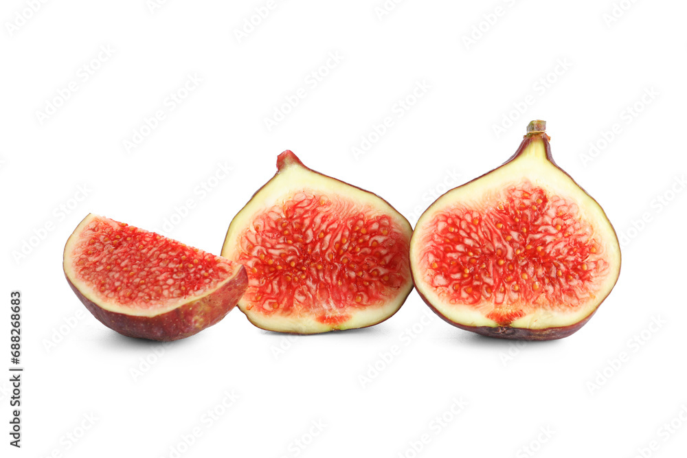 Fresh juicy cut figs isolated on white background Fresh juicy cut figs isolated on white background