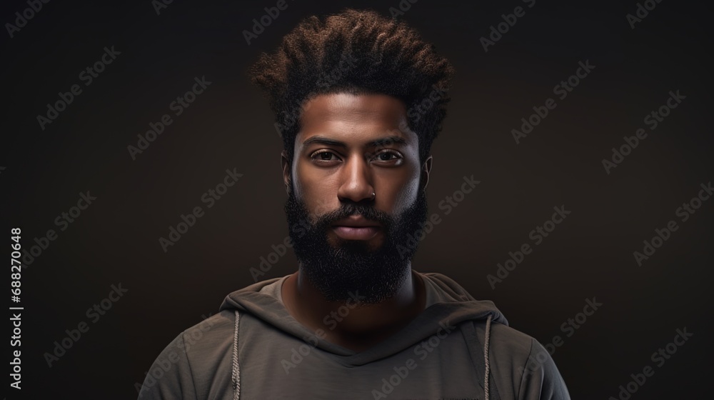 African American with an expressive face and fluffy beard African American with an expressive face and fluffy beard