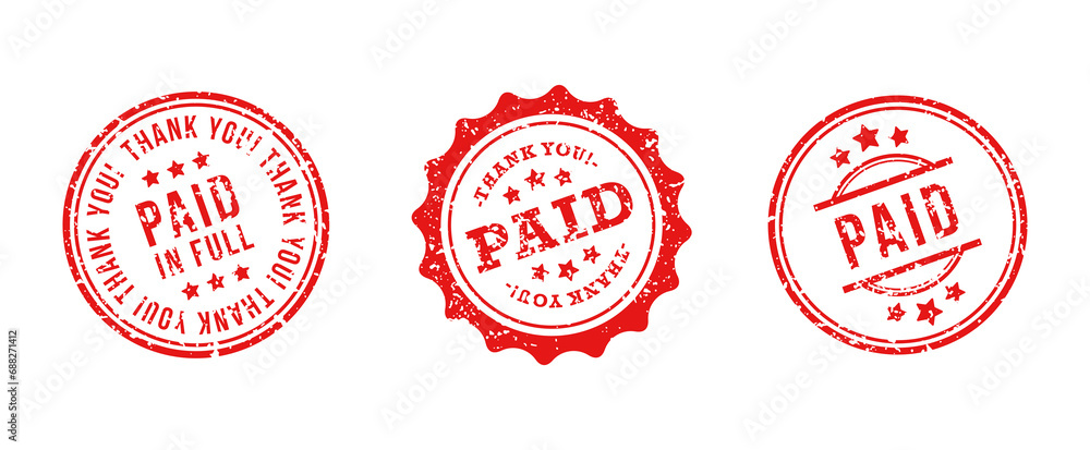 Paid stamp payment stamp in grunge for business finance and paid sign paid in full confirmed payment in vector svg  - obrazy, fototapety, plakaty 