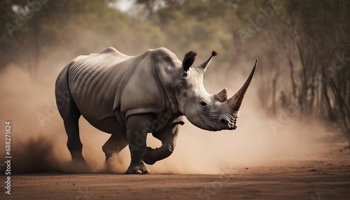 portrait of a rhino at the Africa wild life 