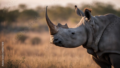 portrait of a rhino at the Africa wild life 