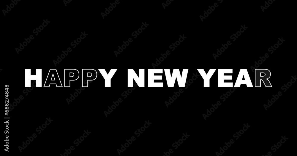 Happy New Year flickering text animation. Happy new year kinetic typography motion design. Happy New Year flickering text animation. Happy new year kinetic typography motion design.