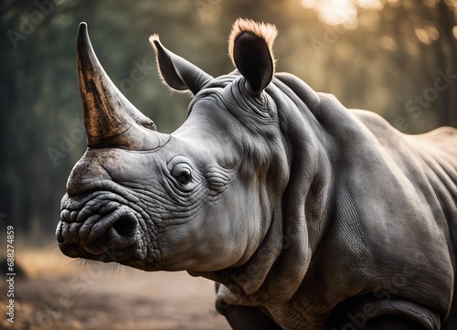 portrait of rhino at nature