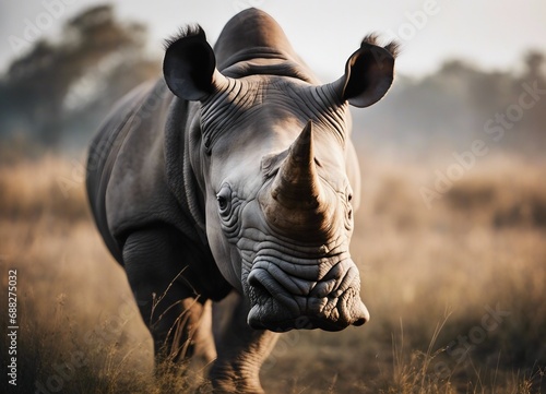 portrait of rhino at nature © abu