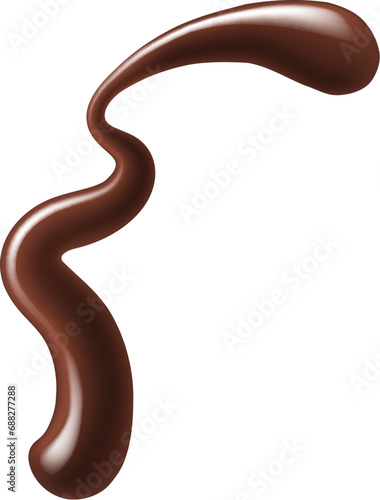 Chocolate syrup stain swirl, splash drop or whirl. Choco sauce or yogurt, melted chocolate creamy dessert realistic vector curly line. Sweet hot cacao isolated 3d stain or swirl