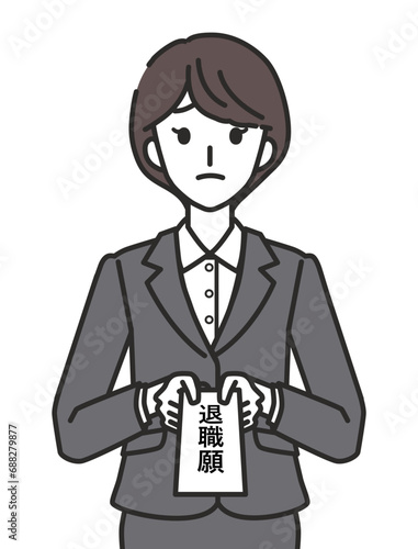 退職願を提出する女性