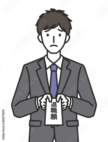 退職願を提出する男性