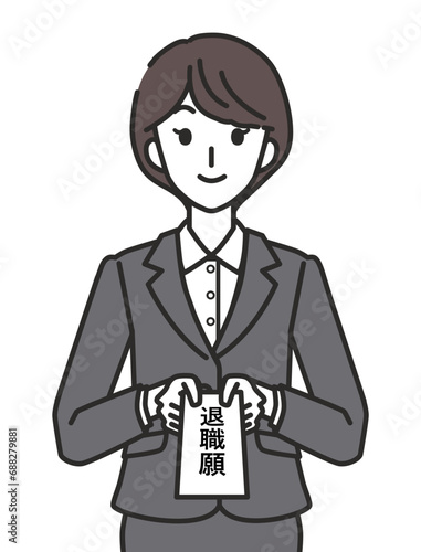 退職願を出す女性