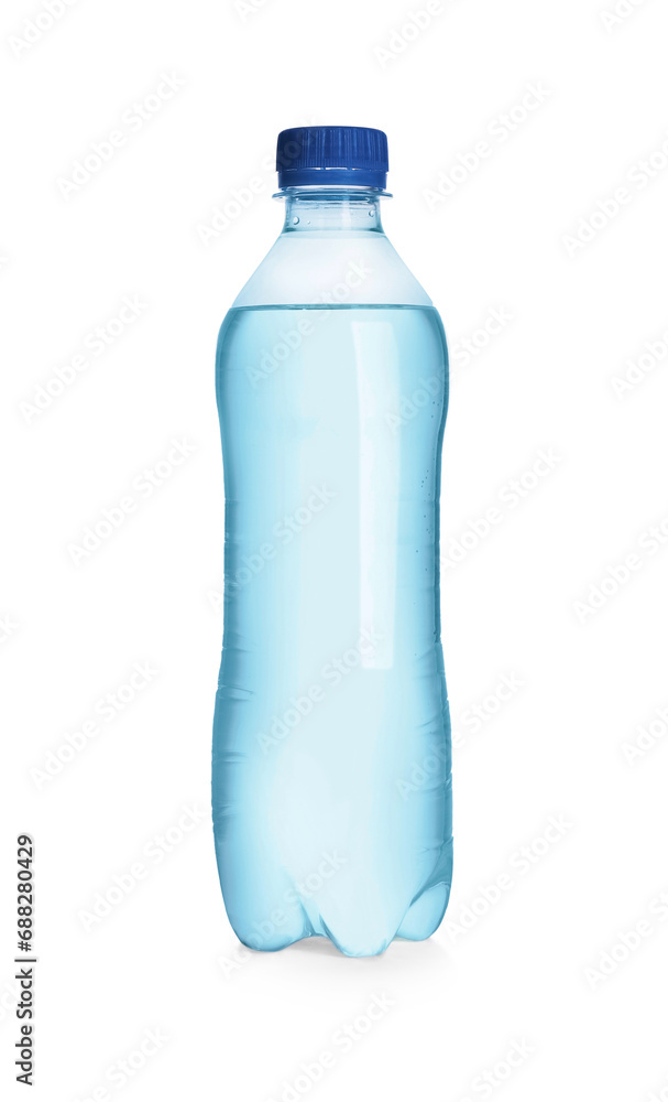 One plastic bottle with fresh water isolated on white One plastic bottle with fresh water isolated on white