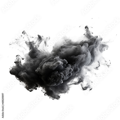Textured clouds of gray smoke  cut out - stock png. 