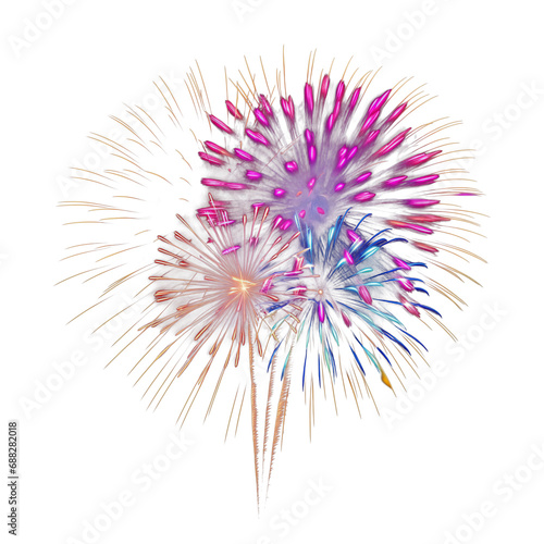 Beautiful and colorful fireworks  cut out - stock png. 