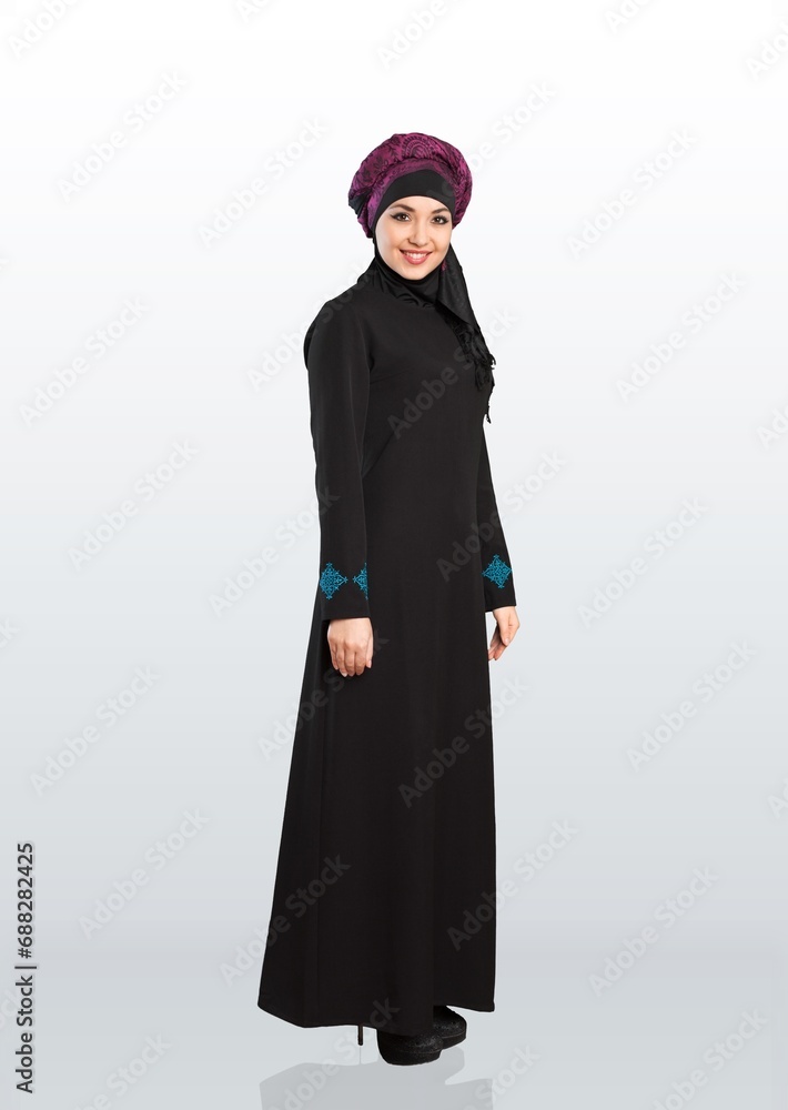 Woman arab nation wearing abaya traditional dress