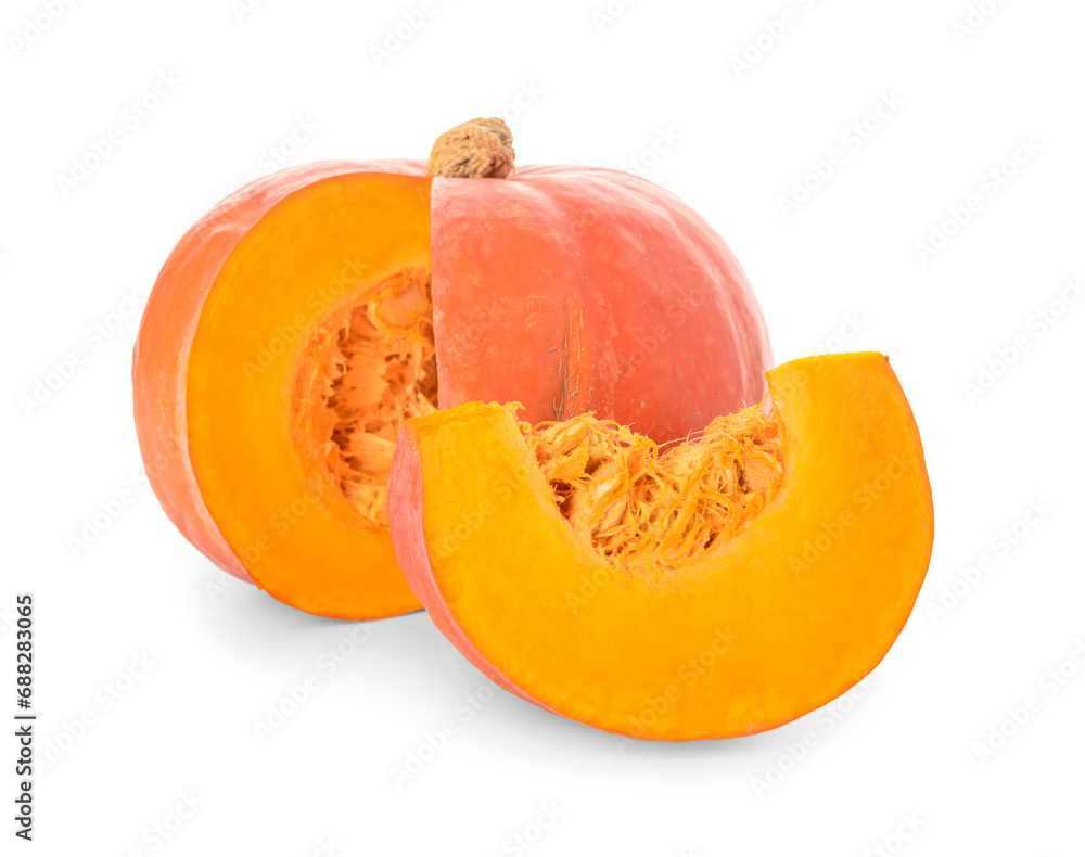Orange fresh pumpkin on white background Orange fresh pumpkin on white background