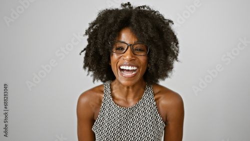 African american woman business worker smiling confident over isolated white background