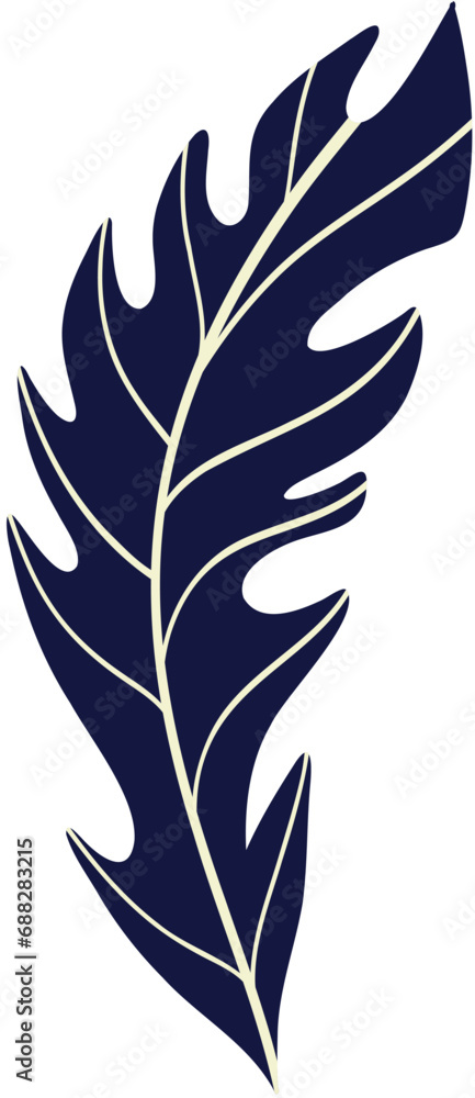 Blue cartoon leaf. Hand drawn illustration