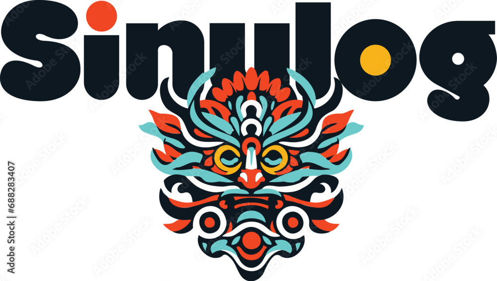 Dynamic Sinulog Design Typography Logo Text: Festive Design for Honoring Cebu's Santo Niño