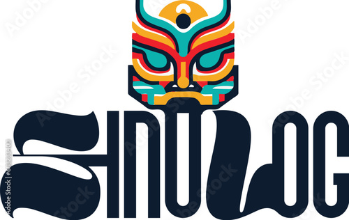 Dynamic Sinulog Design Typography Logo Text: Festive Design for Honoring Cebu's Santo Niño