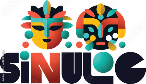 Dynamic Sinulog Design Typography Logo Text: Festive Design for Honoring Cebu's Santo Niño