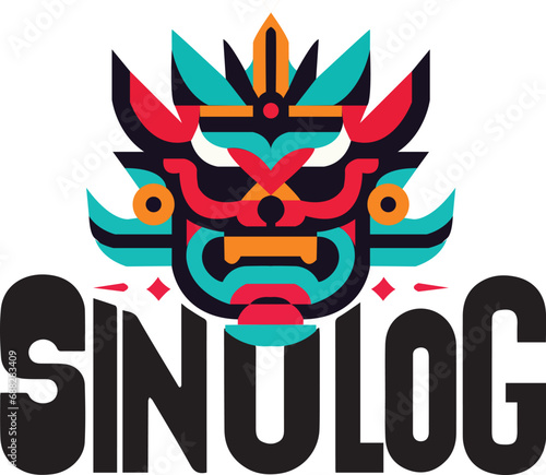 Dynamic Sinulog Design Typography Logo Text: Festive Design for Honoring Cebu's Santo Niño