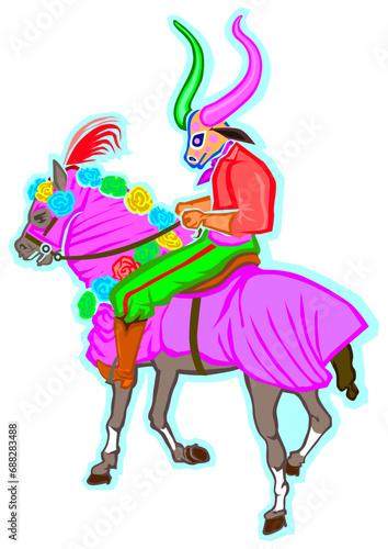 Mascarado a cavalo das Cavalhadas Pirenópolis (Cor)