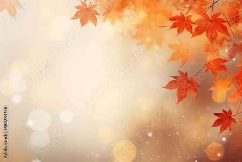 Autumn Leaves in Vibrant Oranges and Reds with Glistening Bokeh for a Warm Seasonal Background