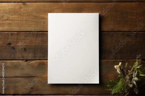 up Mock view top background wooden brochure sheets paper blank Stack advertise book booklet brand brown business card catalog company copy cover design desk empty flier photo