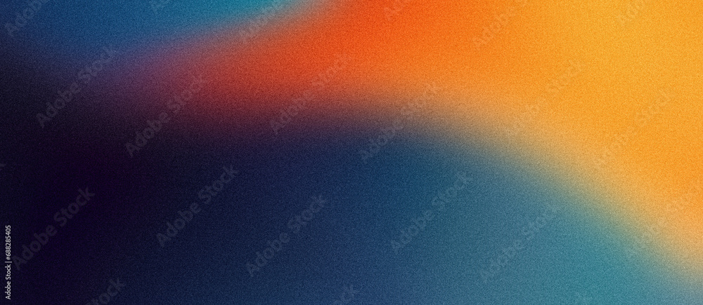 Abstract background grainy dark banner poster orange yellow red blue background noise texture color gradient