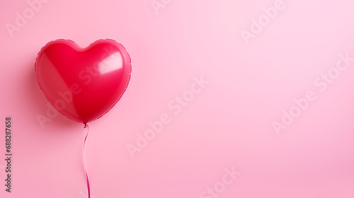 A red heart balloon on a pink background, Valentin's Day, anniversaries, love, weddings, Mother's Day