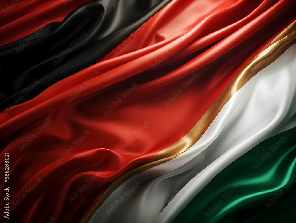 United arab emirates national flag background, UAE flag weaving made by silk cloth fabric, UAE background, ai generated image