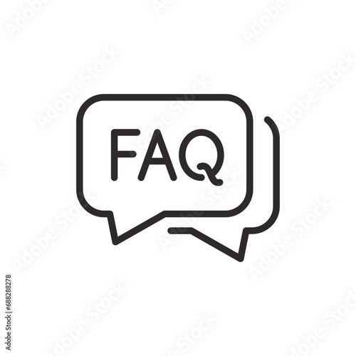 Faq help flat design icon. Query frequently question speech vector information symbol