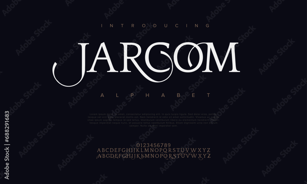 © designfourmonths - Jarcom premium luxury elegant alphabet letters and numbers. Elegant wedding typography classic serif font decorative vintage retro. Creative vector illustration © designfourmonths - Jarcom premium luxury elegant alphabet letters and numbers. Elegant wedding typography classic serif font decorative vintage retro. Creative vector illustration