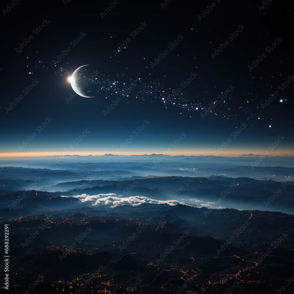 Moon's Himalayan Serenade: The Last Quarter View Moon's Himalayan Serenade: The Last Quarter View