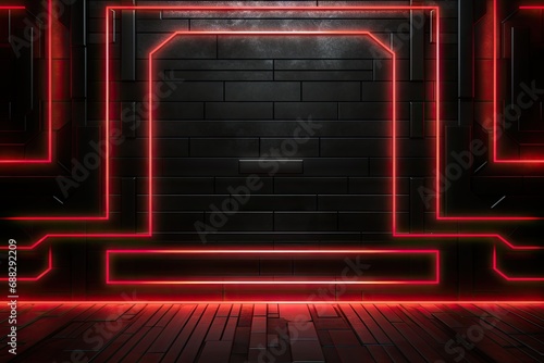 Black and Red Neon Urban Backdrop - Abstract Rustic Black Red Neon Fusion Background Texture - Neon Texture Wallpaper created with Generative AI Technology