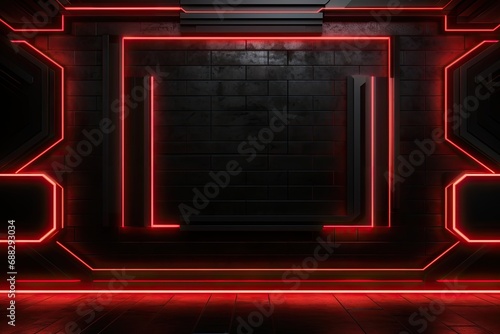 Black and Red Neon Urban Backdrop - Abstract Rustic Black Red Neon Fusion Background Texture - Neon Texture Wallpaper created with Generative AI Technology