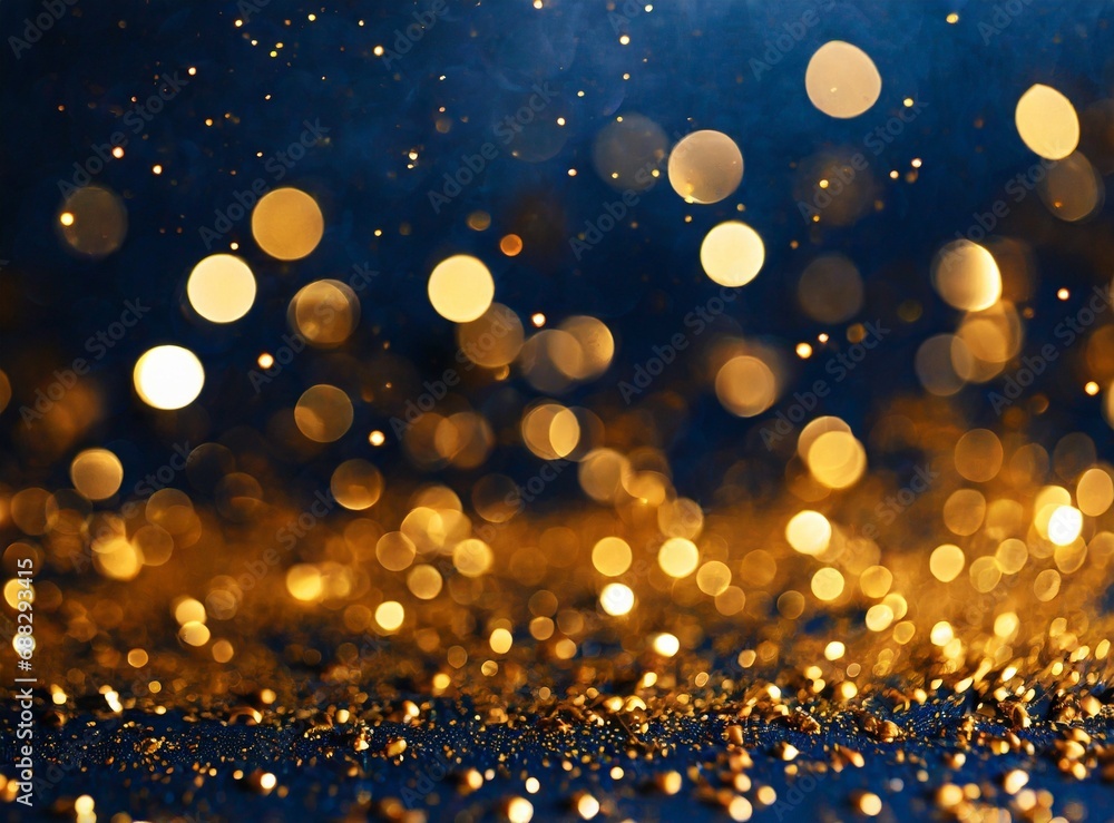 Abstract background with Dark blue and gold particle. New year, Christmas background with gold stars and sparkling. Christmas Golden light shine particles bokeh on navy background. Gold foil texture Abstract background with Dark blue and gold particle. New year, Christmas background with gold stars and sparkling. Christmas Golden light shine particles bokeh on navy background. Gold foil texture