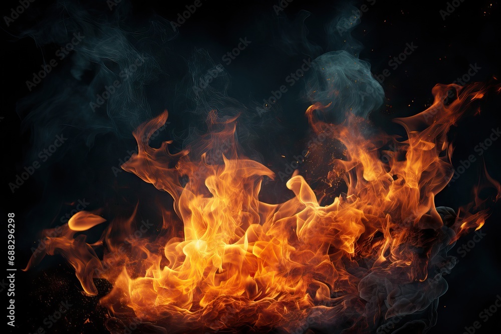 closeup background black sparks flames fire abstract texture orange yellow red sparkle night blaze blast smoke burn spark effect light hell bright grill