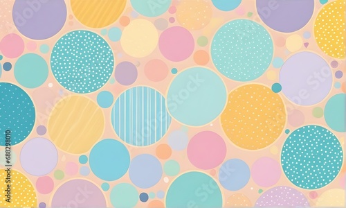 Colorful circles on beige background. Template, wallpaper, banner, background, pattern 