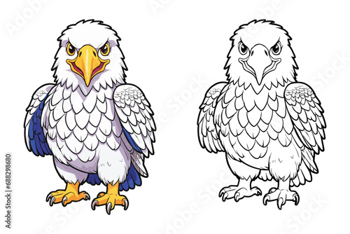 cute eagle coloring page for kids vector illustration