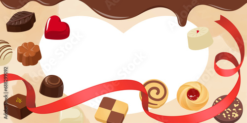 バレンタインバナー素材_文字なし（2：1）_ベクターイラスト