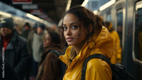 Girl is waiting for the metro train