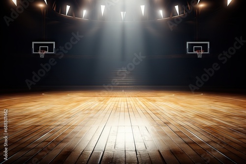 spotlights floor wooden court basketball view Close background dark spotlight light wood closeup sport hoop line basket indoor pattern stadium textured texture arena