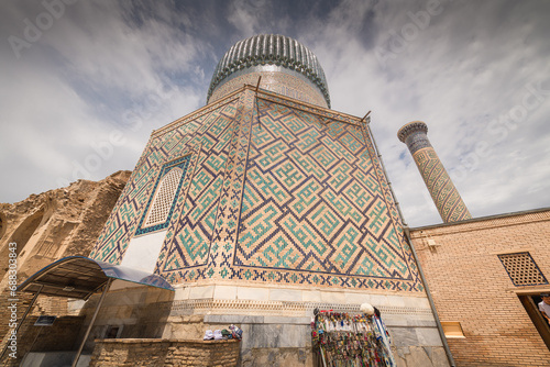 Close up on the details of Guri Amir or Gur Emir is a mausoleum of Amir Temur photo