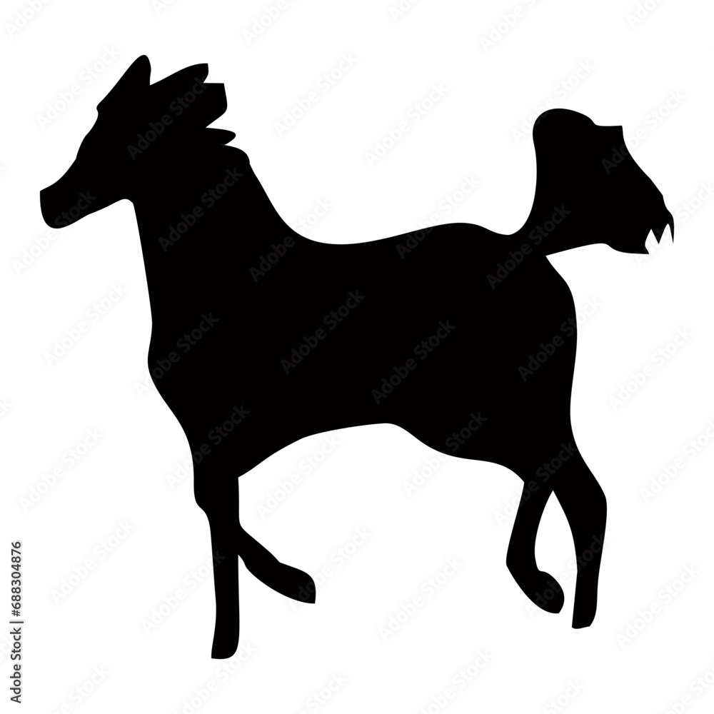 silhouette of a standing horse in black silhouette of a standing horse in black