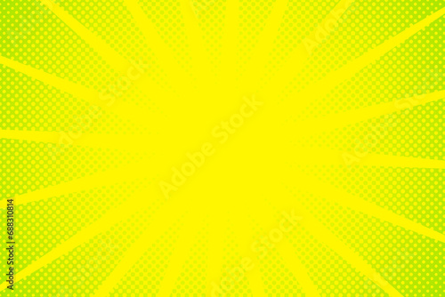 Yellow Ray on Green background raster dot illustration