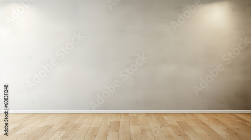 Empty room with wooden flooring and white walls photo