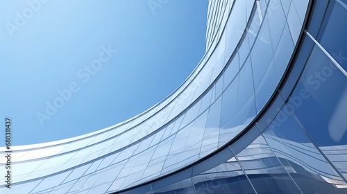 Curved glass facade of modern building